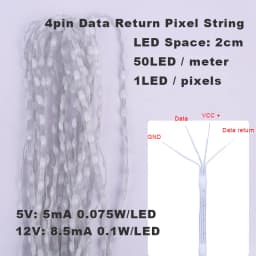 5V 12V 4pin Data Return WS2811 WS2812 LED Seed Pixel String Lights Full Color Individually Addressable RGB for DIY Curtain Light