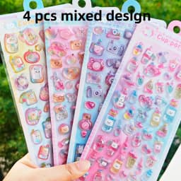 Cartoon Camera Bear Cup Party Drop 3D Relief Stickers Scrapbooking DIY Journaling Stationery Diary Decor School Cute Stickers