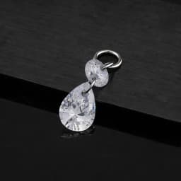 Right Grand ASTM F136 Titanium Floating Teardrop Round CZ Helix Charm Dangle Pear Drop for Cartilage Conch Piercing Jewelry
