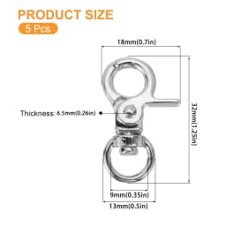 5pcs Swivel Lanyard Snap Hook, Zinc Alloy Trigger Snap Hooks Metal Lobster Claw Clasp Swivel Trigger Clips for Leather Crafts