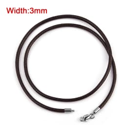 1.5mm 2mm 3mm Leather Cord Black Necklace Chain With Stainless Steel Lobster Clasp Connector Round Waxed Rope For Men Women