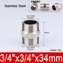 1-10pcs Nipple Connector 1/8"1/4"3/8" 1/2" 3/4"1" Stainless Steel Double Male Thread Equal/Reducing Connector Length 30-100mm