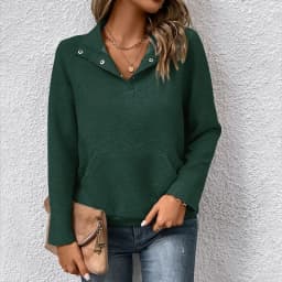 Casual Long Sleeve Hoodie Regular Fit Simple Style with Pocket Stand Collar Thin Regular Length Pullover Colorblock Women Hoodie