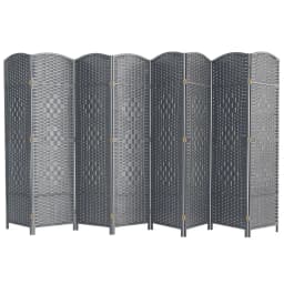Folding Room Divider, Rattan Woven Privacy Screen, 4 or 8 Panels, Hinged Freestanding Room Divider, 6Ft Tall Bedroom Partition