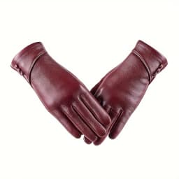 Women Leather Touchscreen Gloves With Soft Fleece Lining-Perfect For Stylish Warmth On Casual Weekends