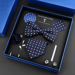 Luxury Neck Tie Set For Men Classic Brand Necktie Bowtie Hanky Cufflinks Floral Brooches Tie Clip Set Wedding Business Box Gift