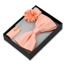 Bowtie Man Flower Brooch Set With Box Pocket Square Butterfly Lapel Pin Bow Tie Set For Men Wedding Suit Accessories Gift Cravat