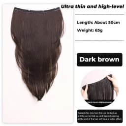 Synthetic one-piece female high-level internal buckle hair piece lightweight invisible four clip straight hair wig piece 
