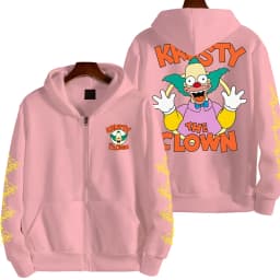 The Simpsons Krusty the Clown Men's Anime Zipper Hoodie Outdoor New Women's Sportswear Autumn/Winter Fashion Couple Cartoon Top