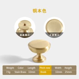Pure Copper French Gold Wardrobe Handle Solid  Brass Cabinet Door Handle American Cabinet Door Drawer Gold Handle Brass