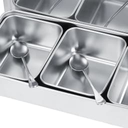 Stainless Steel Seasoning Box 3 Grids Multifunction Spice Container with Spoons Cover for Snacks Flour Dry Goods Fruits