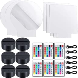 6 Sets DIY 3D Night LED Light Lamp Including 6 Light Display Stands And Clear Acrylic Sheets With Remote And USB Cables For Room