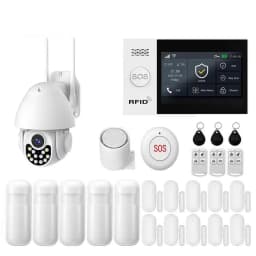 PGST WiFi 4G GSM Alarm System Works with TUYA Smart Life for Home Security with PIR Wireless Solar Siren Works with Aleax