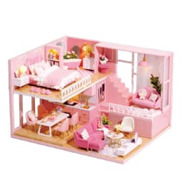 3D Wooden Mini Doll House Assembly Building With Furniture Kit DIY Handmade Duplex Apartment Production Toys Birthday Gifts
