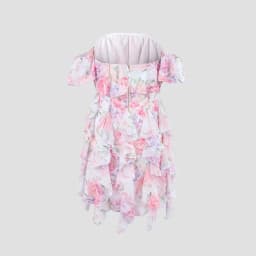 Chic Floral Printed Mini Dress Backless Sleeveless Hem Stacking Dresses Sweet A Line Vestidos 2025 New Lady Party Club Clothing