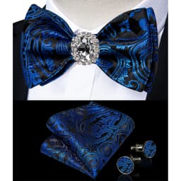 Classic White Selr-tie Bowtie with Ring Pocket Square Cufflinks Set Fashion Solid Men's Bow Tie for Wedding Groom Business Knots
