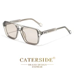 CATERSIDE Fashion Punk Sunglasses Men Square Frame Flat Top Double Bridge High Quality Sun Glasses Women Party Festival Gifts