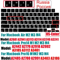 Keyboard Cover for MacBook M4 M3 M2 Pro/Max Chip MacBook Air 15.3"/13.6" A3240/A3241/A2941 Pro 14"/16" A2992/A2779/A2991/A2918