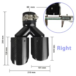 Car Carbon Fiber Glossy Muffler Tip Y Shape Double Exit Exhaust Pipe Mufflers Nozzle Decoration Universal Stainless Black