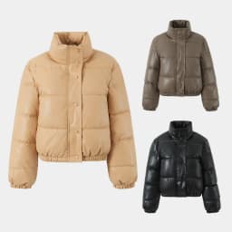 Korean Stand Collar Cropped Jacket Winter Coat Women's Clothing Trend Puffer Jackets Warm Streetwear Knit Patchwork Long Sleeve