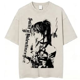 Vintage Washed Anime Death Note Misa Amane Print T Shirts Men Women Clothing Cotton Casual T-shirt Fashion Short Sleeve T-shirts