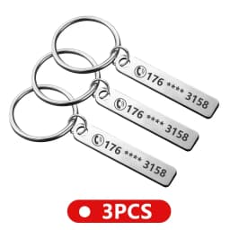 Stainless Steel Anti-lost  Customized Phone Number Key Chain for Women Men Personalized Laser Engraved Names  Bar Key Ring