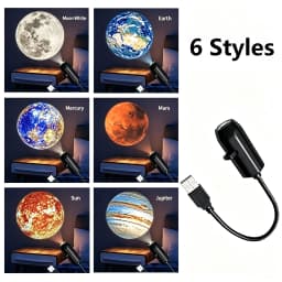 Planet Moon Projector Light Romantic USB LED Night Light Bedroom Atmosphere Projection Decorative Lamps for Ceiling Window Wall