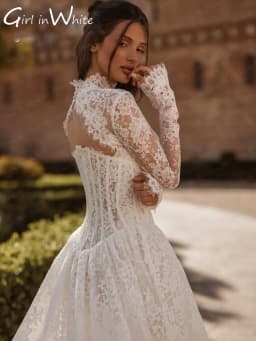 Lace Wedding Dress High Neck A-Line Long Sleeves 2025 Wedding Gowns Luxury Backless Boho Bridal Ball Prom Dress Customised
