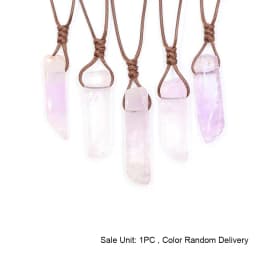 CSJA Healing Crystals Necklaces Irregular Natural Stone Slice Pendant Necklace Pink Quartz Labradorite Tiger Eye Jewelry H090