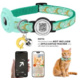 Cute Cat Collar with Airtag Holder for Apple Air Tag, Silicone GPS Tracker Holder, Glow Pet Collar with Bell & Pet QR Name Tag