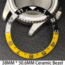 Sloping 38mm * 30.6mm Ceramic/Aluminum Bezel GMT and Diving Watch Insert Fits for 40mm Men's Watch Case Bezel Replacement Insert