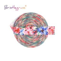 BRISTLEGRASS 2 5 10 Yard 5/8" 15mm Rainbow Rose Flower Floral Print Fold Over Elastic FOE Spandex Band Tape Hair Tie Sewing Trim