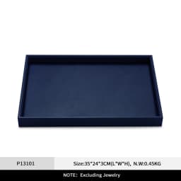 Oirlv Premium Blue Leather Stackable Jewelry Tray Multifunction Jewelry Drawer Organizer Trays Rings Earrings Storage Props