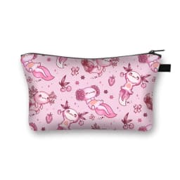 Cute Animal Sea Otters Axolotl / Ferret Pattern Cosmetic Bag Women Makeup Bags Zipper Cosmetic Cases Girl's Lipstick Holder Gift