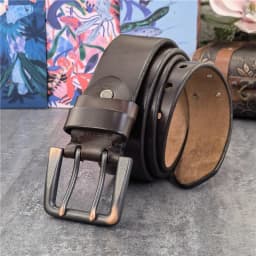 Super Wide 4.2CM Luxury Thick Genuine Leather Men Belt Double Buckle Belt Ceinture Leather Belt Men Jeans Trouser Belt MBT0018