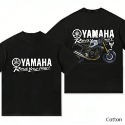 2026 YAMAHA White Oversized Retro Racing Print Cotton T-Shirt Unisex Breathable Biker Street Top