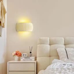 E27 French Beige Resin Wall Lamp Pumpkin Shape Wall Light Bedroom Bedside Lamp Corridor Ambient Lamp Home Decoration Ligting