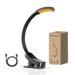 Rechargeable USB Blue Light Blocking Book Light Clip on Amber LED Reading Lamp Eye Healthy Stepless Dimming for Nighttime