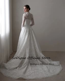  SoDigne A-line Lace Wedding Dresses V-neck Full Sleeves Bridal Dress 2026 Boho Long Bride Gown Vestidos De Novia Customized
