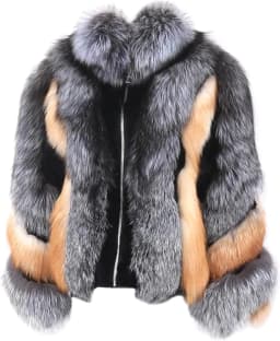 Luxury Genuine Silver Fox Fur Jacket Real Natural Coat Full Sleeves Winter Plush Red Outerwear for Fashionable Cold Weather
