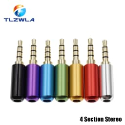 Copper 3/4 Pole 3.5MM Plug Male Headphone Jack with Clip 3.5MM Stereo Audio Connector for 4mm Cable Adapter