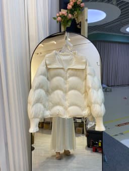 Winter Puff Knitted Splicing Down Jacket Women White Duck Down Big Lapel Outwears Female Fluffy Warm Thick Parker Bread Jacket