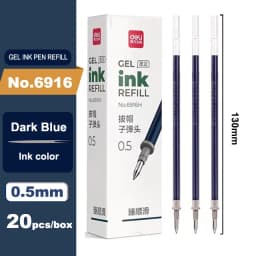 Deli 20Pcs/lot Gel Pen Refill 0.5mm Ink Black Red Blue Colors Refills Writing Signature School Stationery Supplies Pen Core Gift