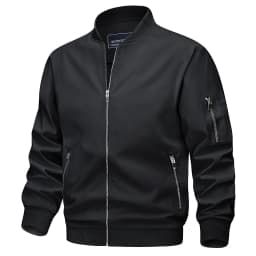 TACVASEN Mens Spring Fall Thin Daily Jackets Lightweight Casual Windproof Zip Pockets Coats Biker Outwear Outdoor Male