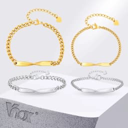Vnox Mobius Couple Bracelets for Men Women, Stainless Steel Adjustable Bracelet, Valentines Day Birthday Gift Jewelry for Couple