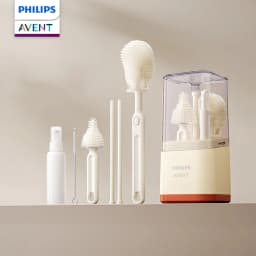 Avent Baby Bottle Cleaning Set Includes Bottle Brush Nipple Brush Straw Cleaner Drying Racks & Storage Box BPA Free