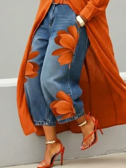 Office Lady Chic Loose All Season Pants Elegant Women Straight Printing Patchwork Pants Outdoor Casual Long Pants 2026 Trousers
