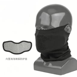 Tactical Protective Face Mask Breathable Knit Neck Gaiter with Steel Mesh Guard for Airsoft Paintball Hunting Training Outdoor