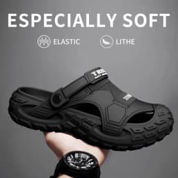 EVA Sandals for Men in Summer, Thick Soft Soled for Outdoor Wear, Beach Shoes for Casual Sports, and Perforated Shoes
