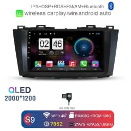 2000*1200 360 Carplay Auto Android 13.0 8G+128G Car DVD Player GPS map WIFI Bluetooth 5.0 RDS Radio For Mazda 5 2010 - 2014 2015